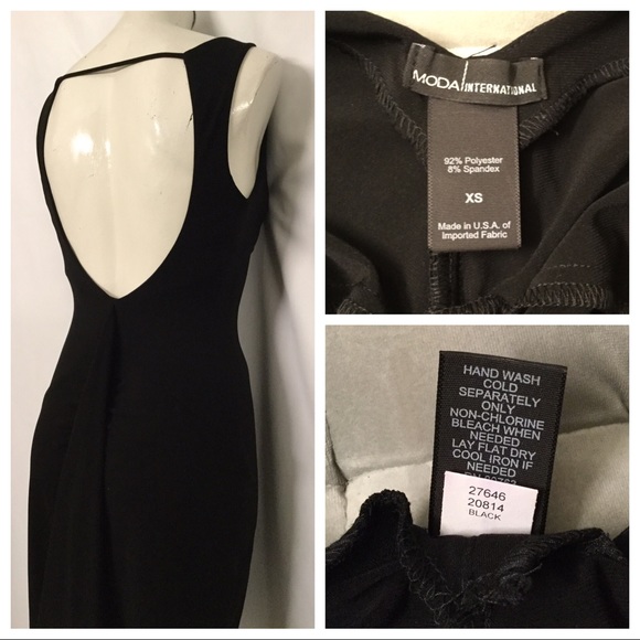 Scoop Neck Open Back Black Cocktail Dress - Picture 7 of 9